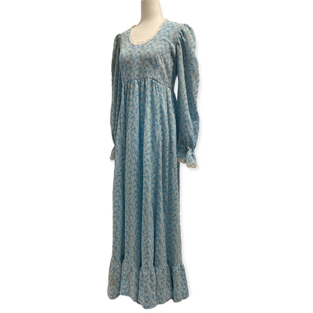 Prairie dress blue with white rosette pattern - Picture 1 of 6